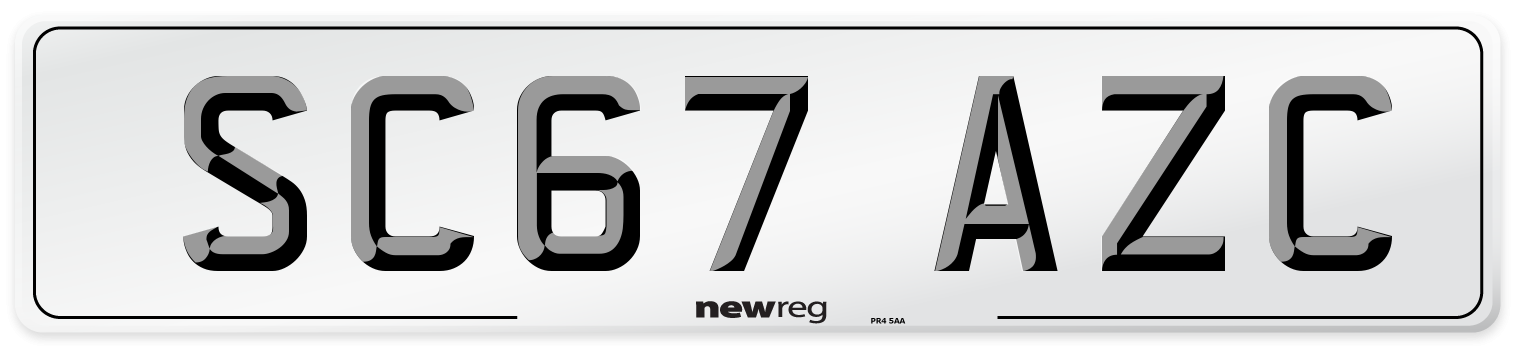 SC67 AZC Number Plate from New Reg